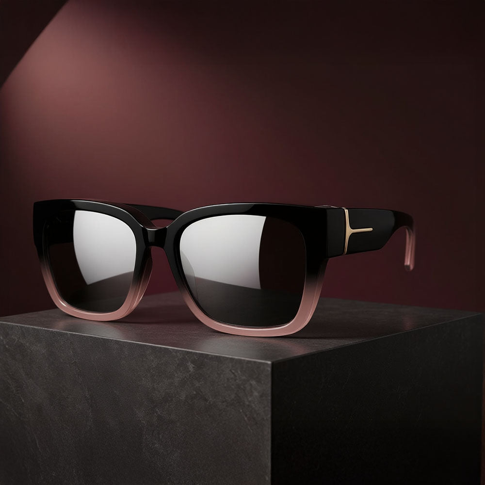 Clip-On Sunglasses with UV Protection for Prescription Glasses, Fit-Over, Polarized, Luxury Design, Black Bordeaux | Sansoti