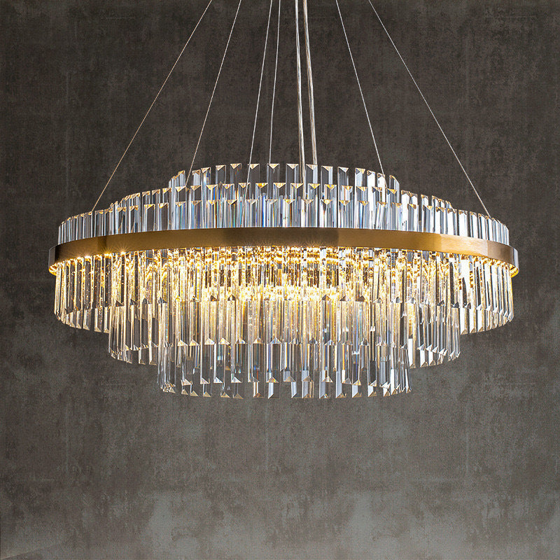 Luxe kristallen kroonluchter K9 kristal goud eettafel verlichting plafondlamp modern design rond rechthoek | Sansoti