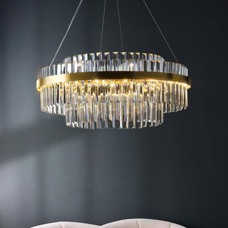 Luxe kristallen kroonluchter K9 kristal goud eettafel verlichting plafondlamp modern design rond rechthoek | Sansoti