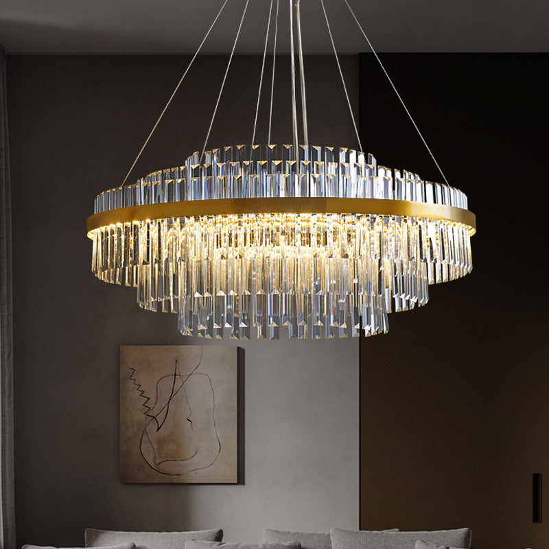 Luxe kristallen kroonluchter K9 kristal goud eettafel verlichting plafondlamp modern design rond rechthoek | Sansoti