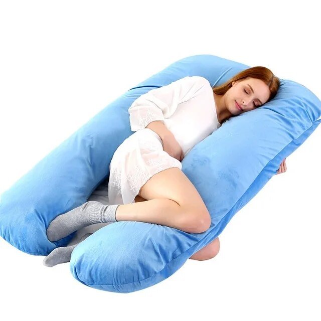 Poduszka podpierająca ciało dla kobiet w ciąży 130x70 cm Ergonomiczna poduszka podpierająca szyję, plecy i brzuch Komfort Różowy Szary | Sansoti