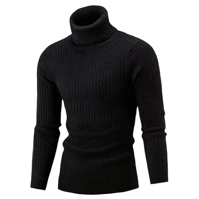 Coltrui Heren Kabelbreisel Geribbeld Opstaande Kraag Slim Fit Warme Wintertrui Elastisch Gebreide Pullover | Sansoti
