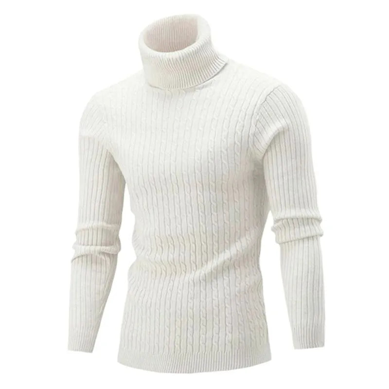 Coltrui Heren Kabelbreisel Geribbeld Opstaande Kraag Slim Fit Warme Wintertrui Elastisch Gebreide Pullover | Sansoti
