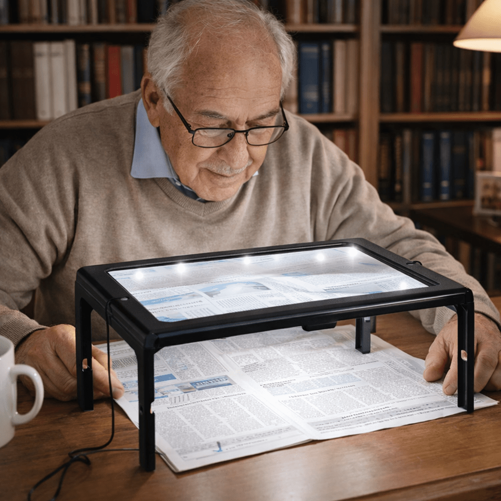 Loupe de table pliable avec éclairage LED, aide à la lecture mains libres pour la lecture, les loisirs créatifs et les travaux de précision | Sansoti