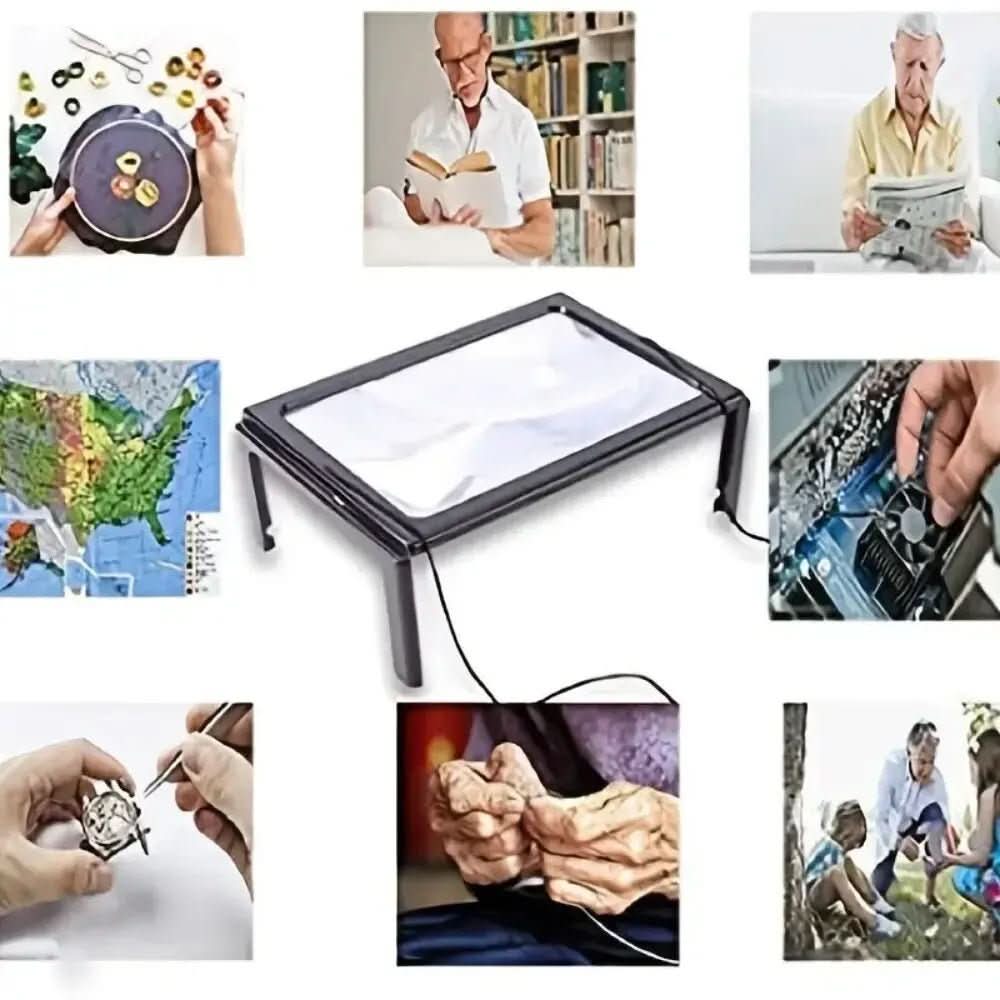 Loupe de table pliable avec éclairage LED, aide à la lecture mains libres pour la lecture, les loisirs créatifs et les travaux de précision | Sansoti