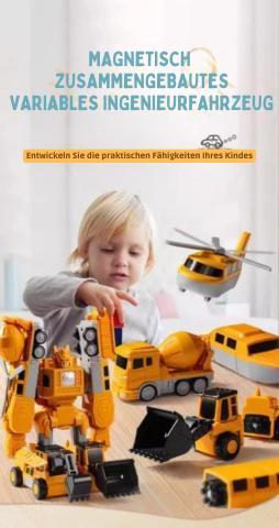 Magnetisch Bouwvoertuig Speelset 50 Stuks Transformeerbaar Voertuigset voor Kinderen Educatief Constructiespeelgoed met Magnetische Onderdelen | Sansoti