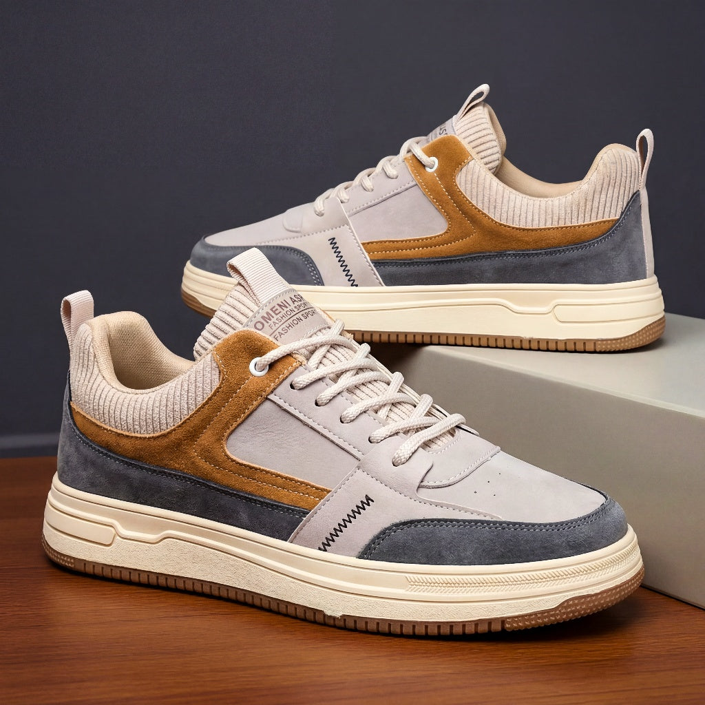 Heren Sneakers Suède Leer Gebreide Panelen Gevoerde Zool Casual Footwear Dagelijks Comfort Stijlvol Mode | Sansoti
