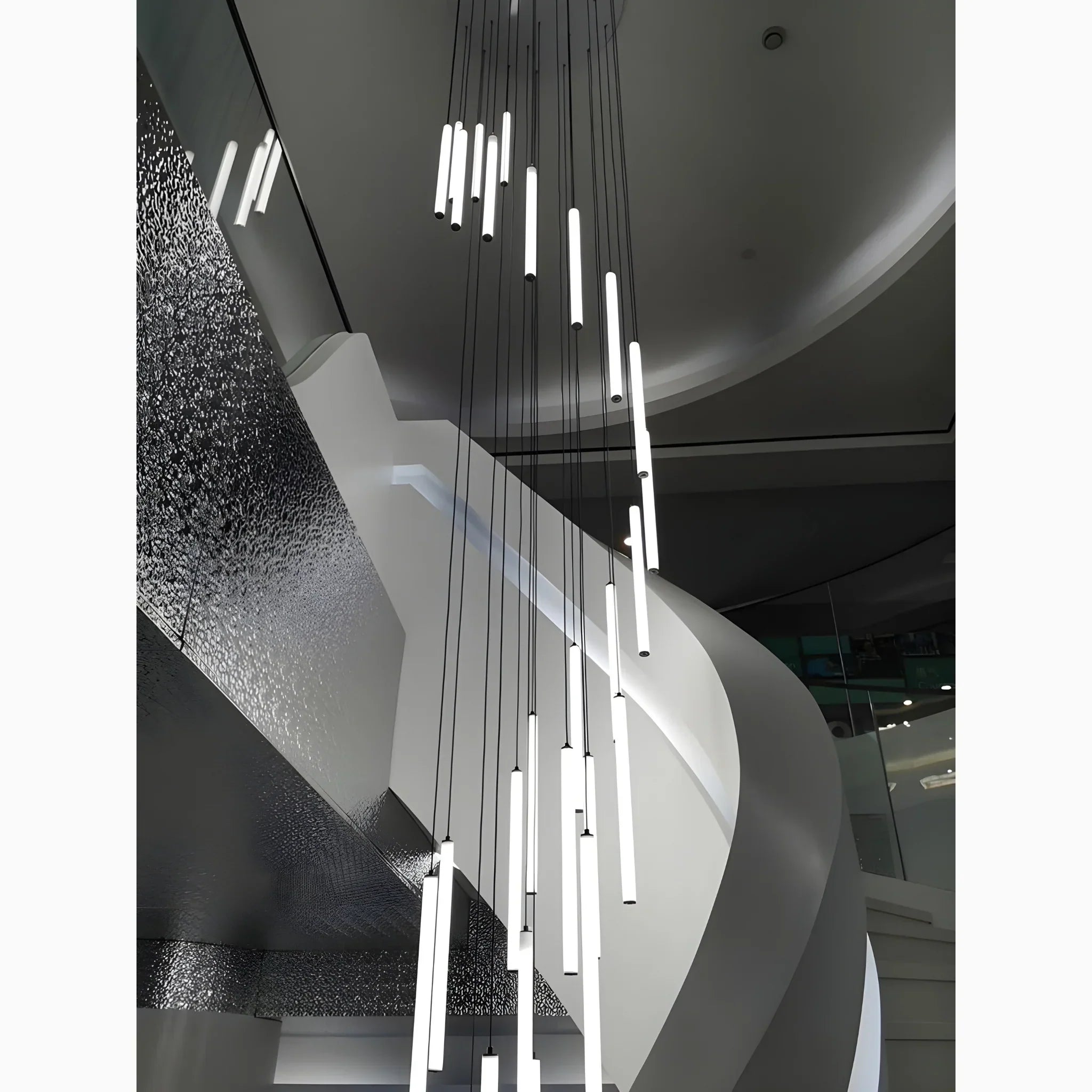 Suspension escalier plafond haut spirale LED multi-lumières moderne | Restfield