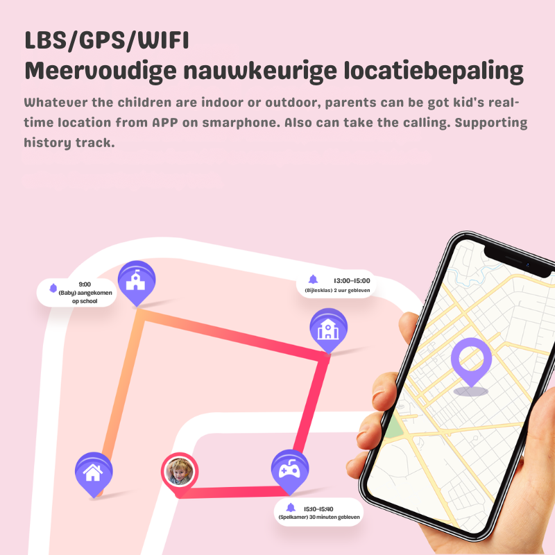 Kinder GPS Horloge met 4G en SOS – Smartwatch met Bellen en Tracking