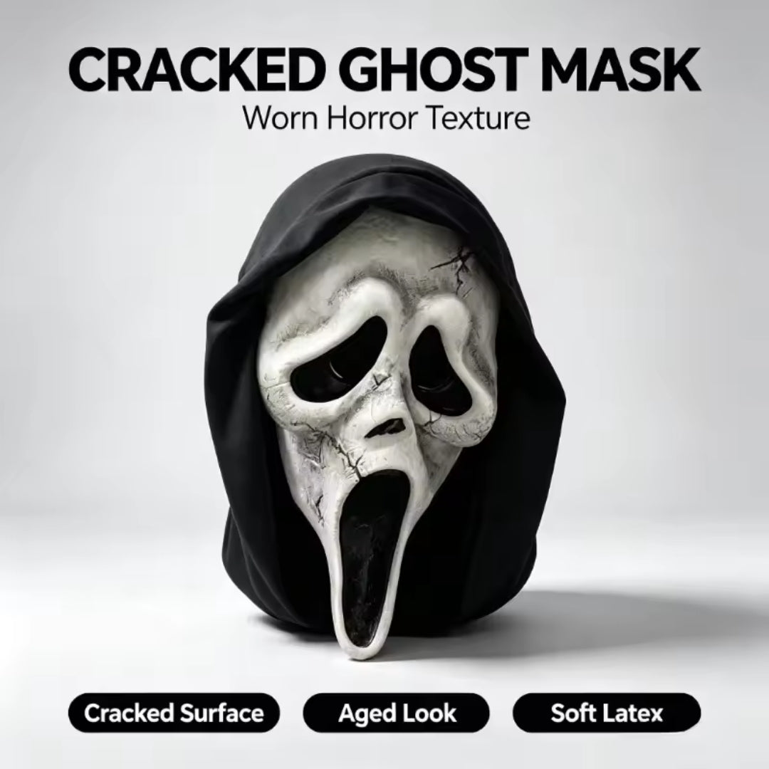Scary Ghost Face Mask Adults White Horror Costume Halloween Cosplay Theme Party Carnival Accessory | Sansoti