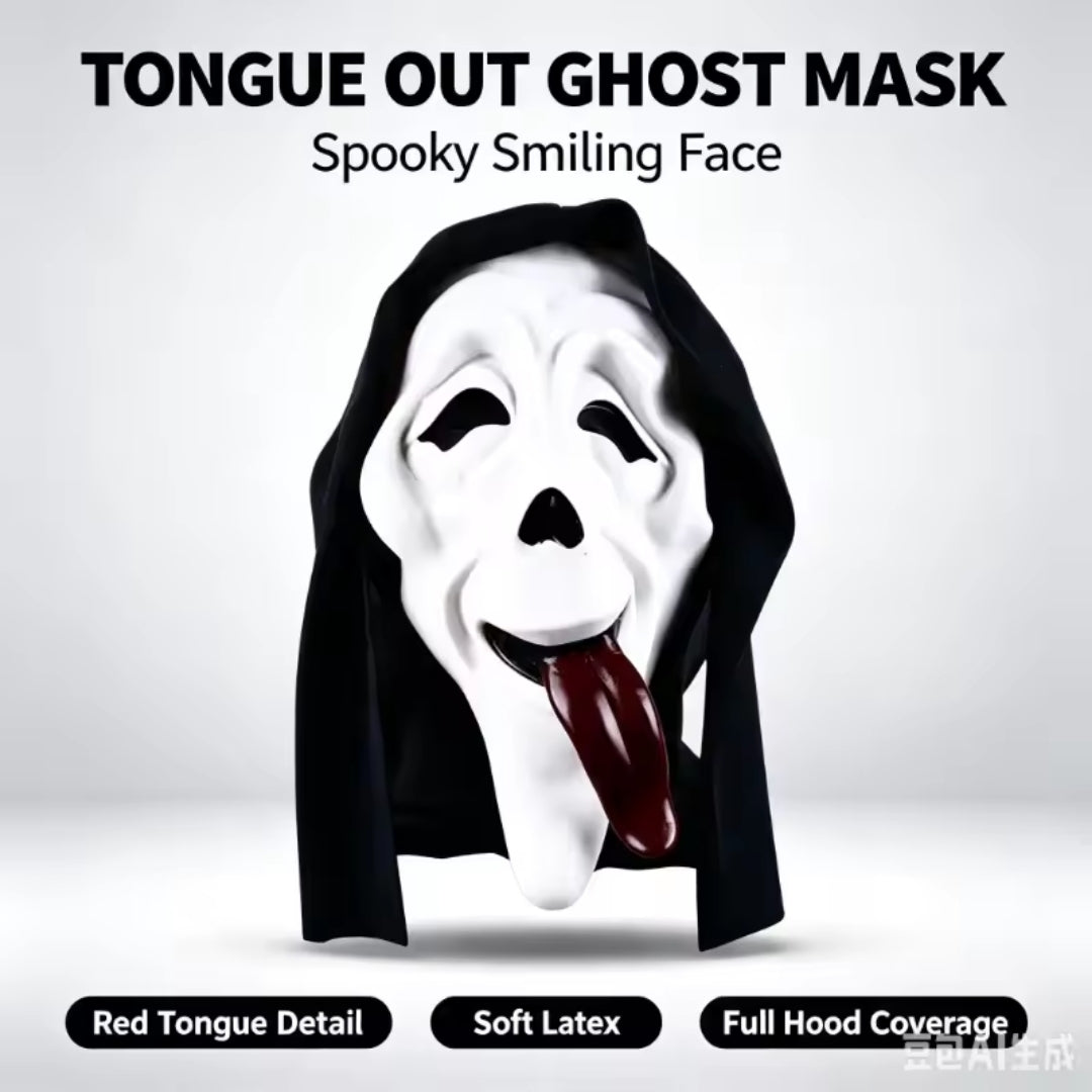 Scary Ghost Face Mask Adults White Horror Costume Halloween Cosplay Theme Party Carnival Accessory | Sansoti
