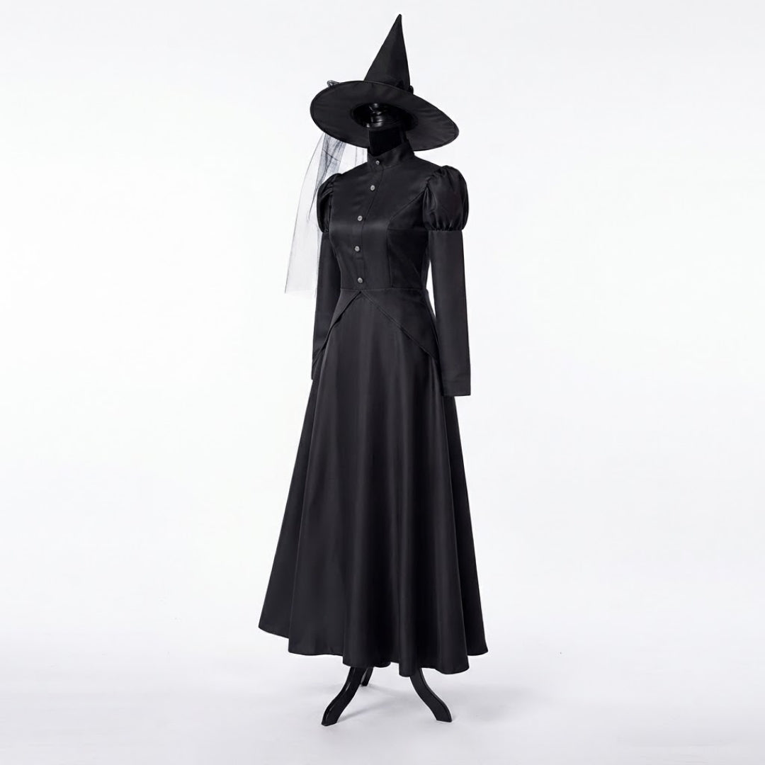 Heksenjurk Zwart Lang voor Halloween Verkleedfeest Cosplay Dames Kinderen Feestelijke Kostuum Outfit | Sansoti
