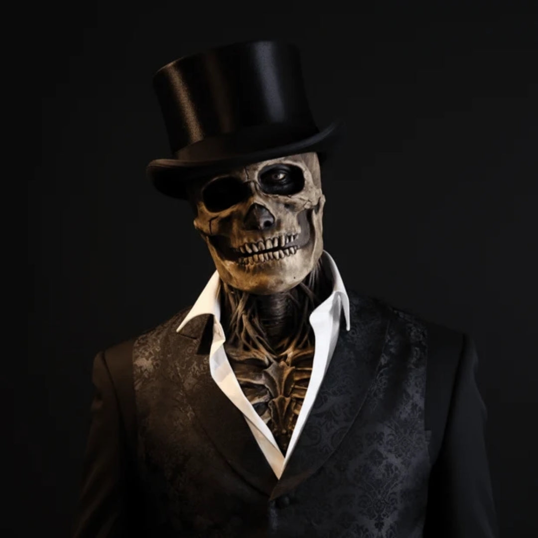 Skull Face Mask with Hat Halloween Horror Costume for Adults Latex Skull Creepy Party Mask | Sansoti