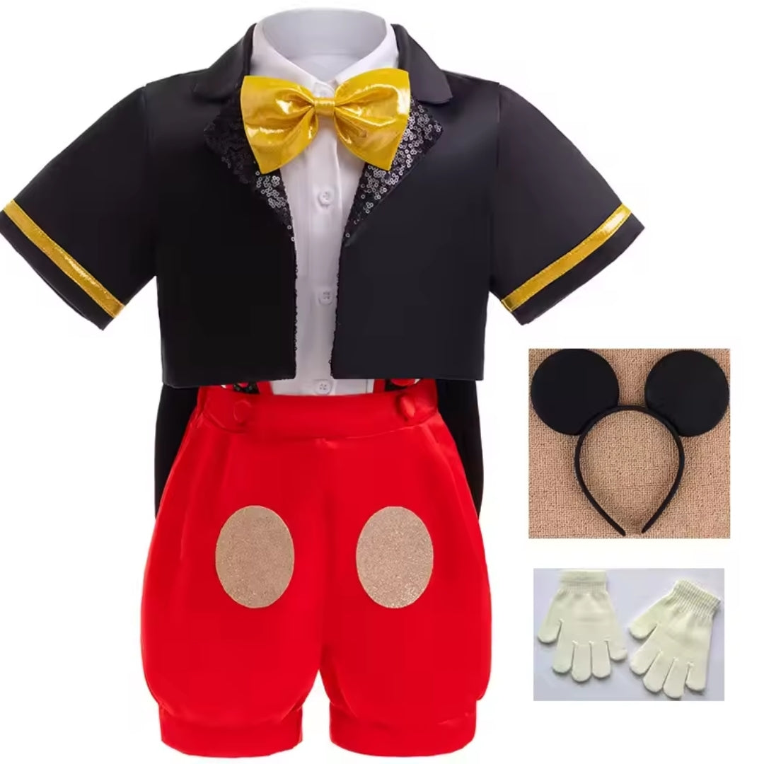 Cartoon Mouse Dress-Up Costume for Children, Polka-Dot Costume, Party, Halloween, Carnival, Unisex Outfit, Jumpsuit | Sansoti