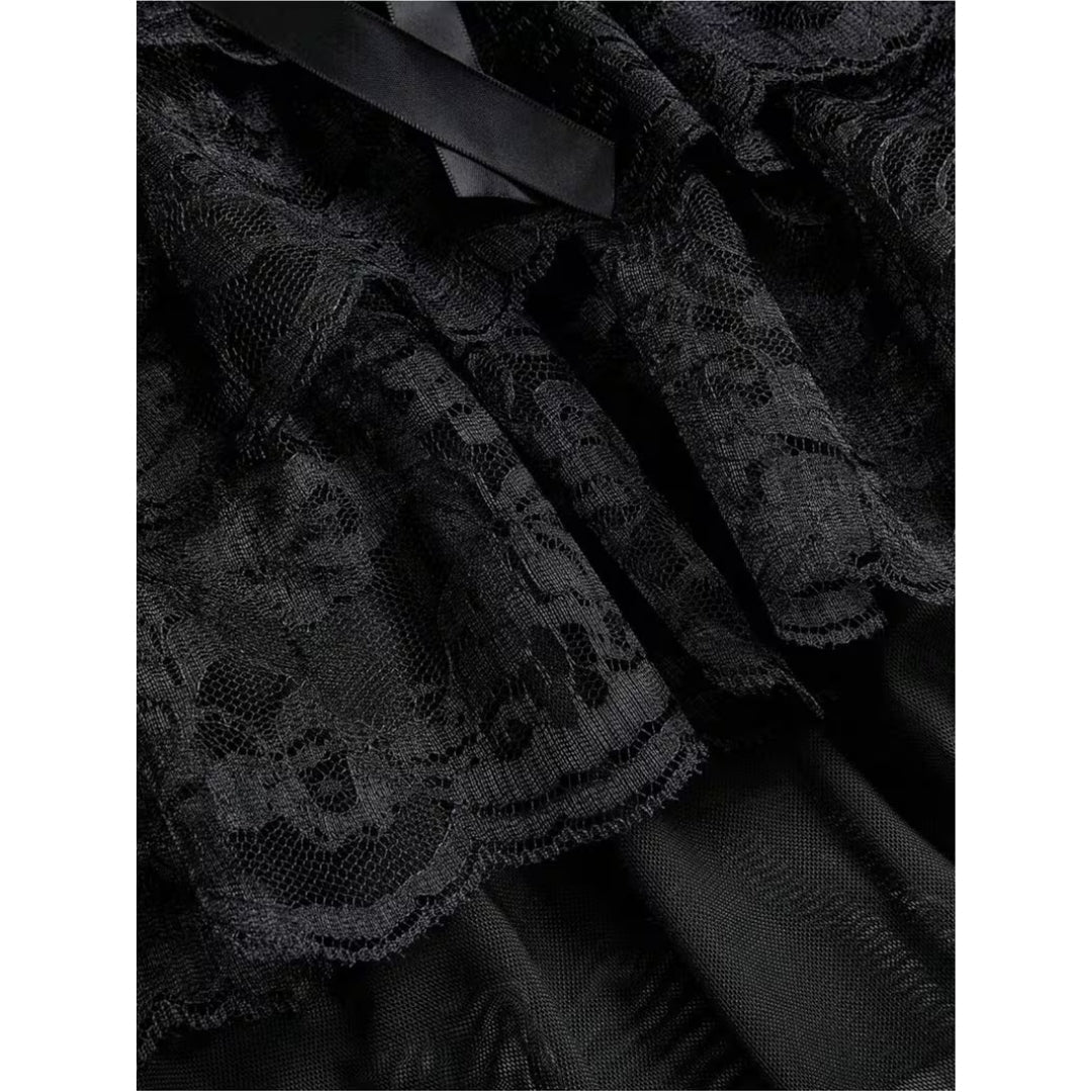 Gothic Korsetjurk met Kanten Details Gelaagde Rok voor Halloween Feesten Cosplay Evenementen Victoriaans | Sansoti