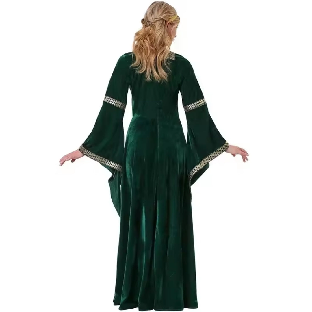 Middeleeuwse Fluwelen Jurk met Veterdetail Fantasy Kostuum voor Dames Cosplay Renaissance Historisch Feest | Sansoti