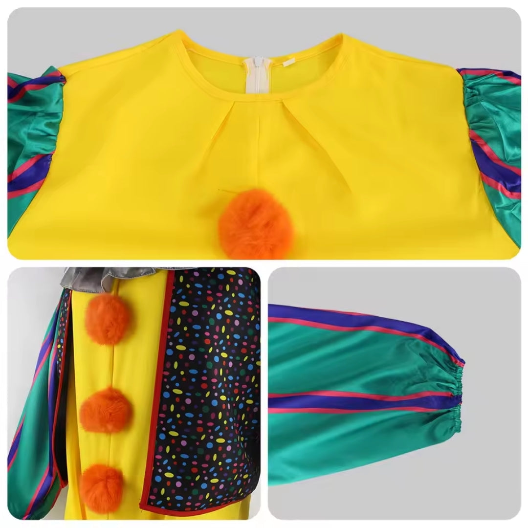 Horror Clown Costume for Children and Adults – Halloween Cosplay Dress-Up Outfit with Mask and Accessories | Sansoti