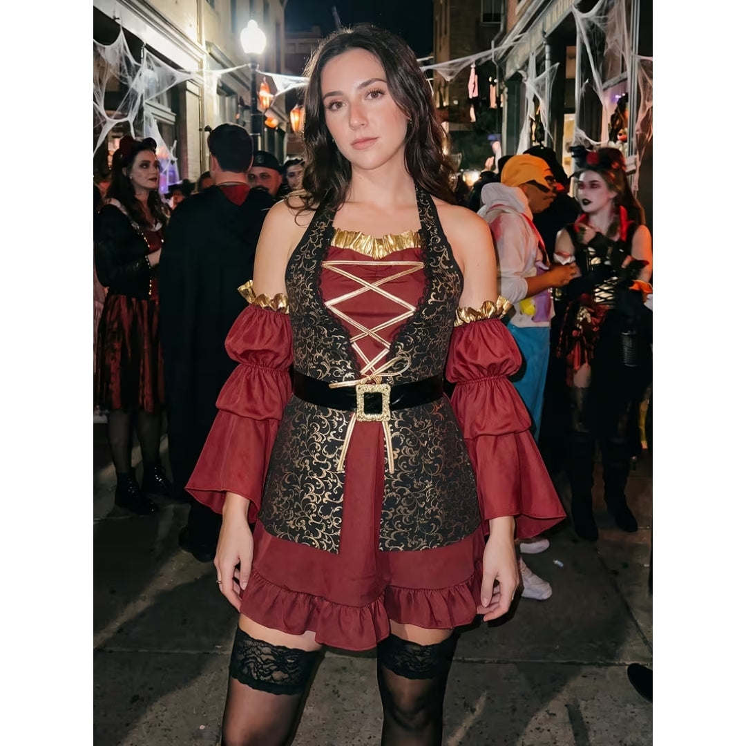 Pirate Dress Captain Corset Retro Carnival Cosplay Women's Halloween Themed Party Costume Vintage Partywear | Sansoti