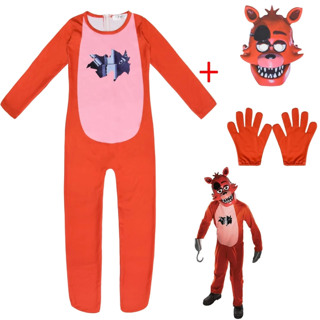 Griezelkostuum Animatronickonijn voor Kinderen met Masker Handschoenen Halloween Speelgoedverkleedset | Sansoti