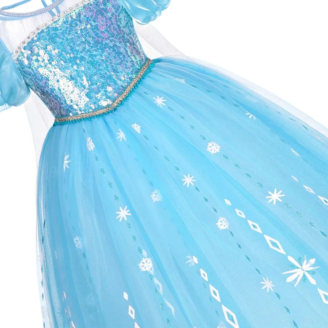 Sneeuwprinses Verkleedjurk Meisjes IJskoningin Blauw Katoenmix Feestkleding Carnaval Halloween Kostuum | Sansoti