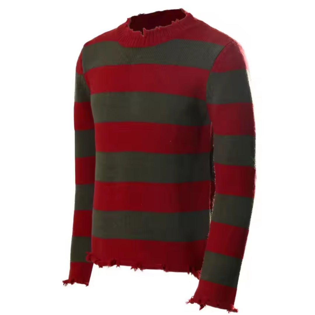 Horror-Pullover mit Hut Halloween-Kostüm Gestreift Erwachsene Unisex Gruselige Verkleidung Cosplay-Outfit | Sansoti