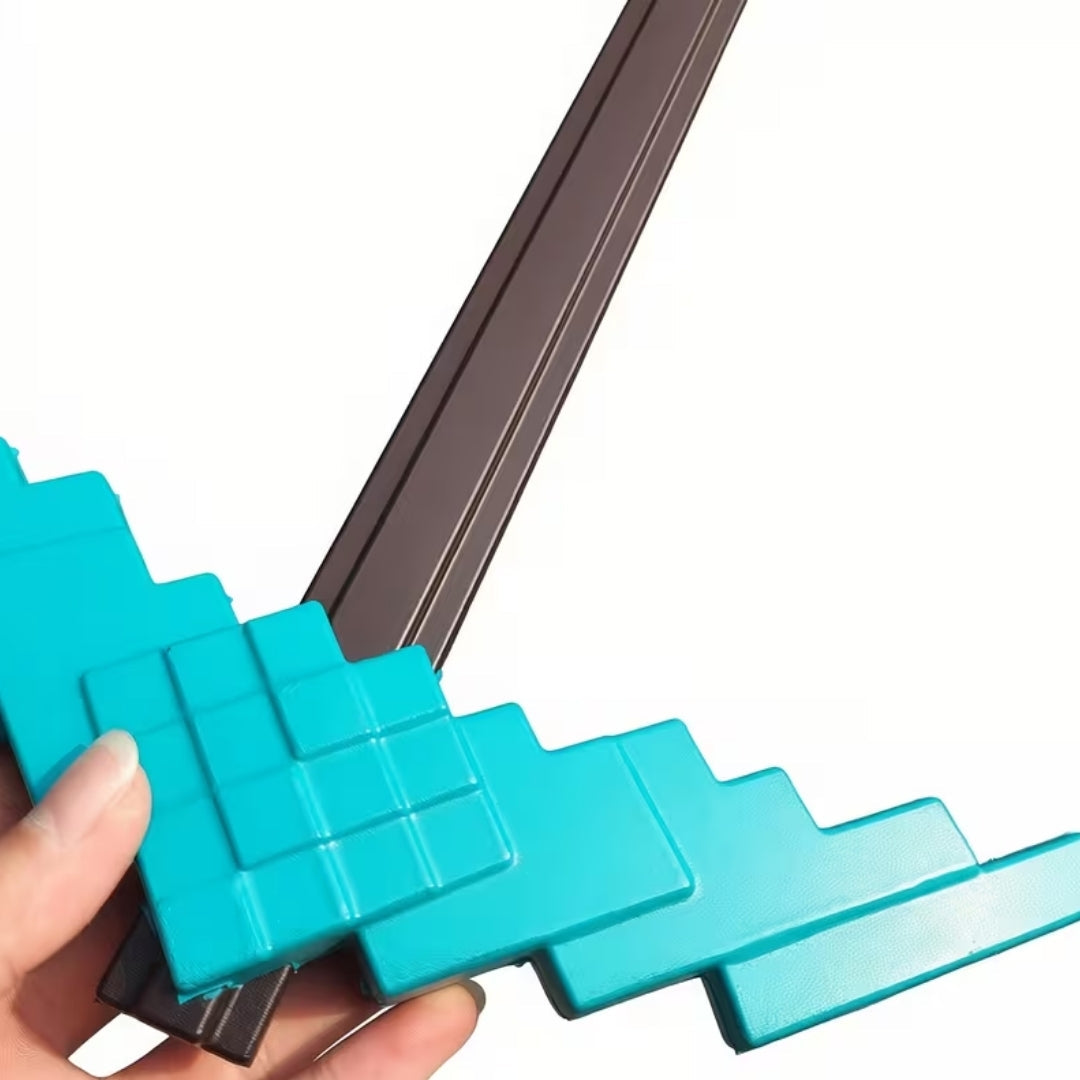 Pixel Pickaxe Cosplay Prop PU Foam Gaming Costume Accessory Halloween Carnival Theme Party Role-Playing | Sansoti