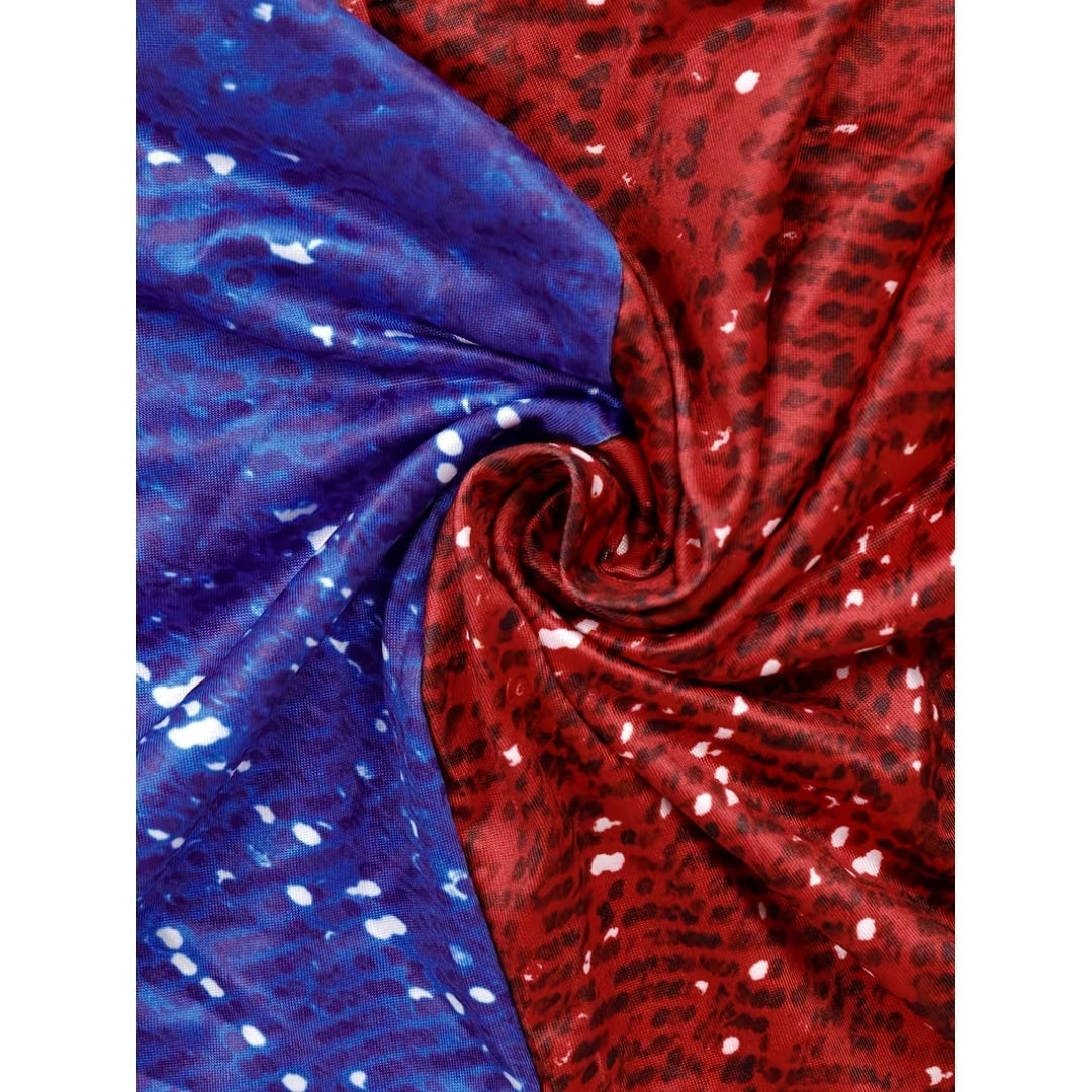 Pleated Two-Tone Cosplay Skirt Blue Red Costume for Parties Carnival Themed Events Anime | Sansoti