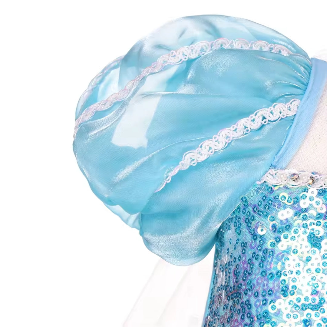 Sneeuwprinses Verkleedjurk Meisjes IJskoningin Blauw Katoenmix Feestkleding Carnaval Halloween Kostuum | Sansoti