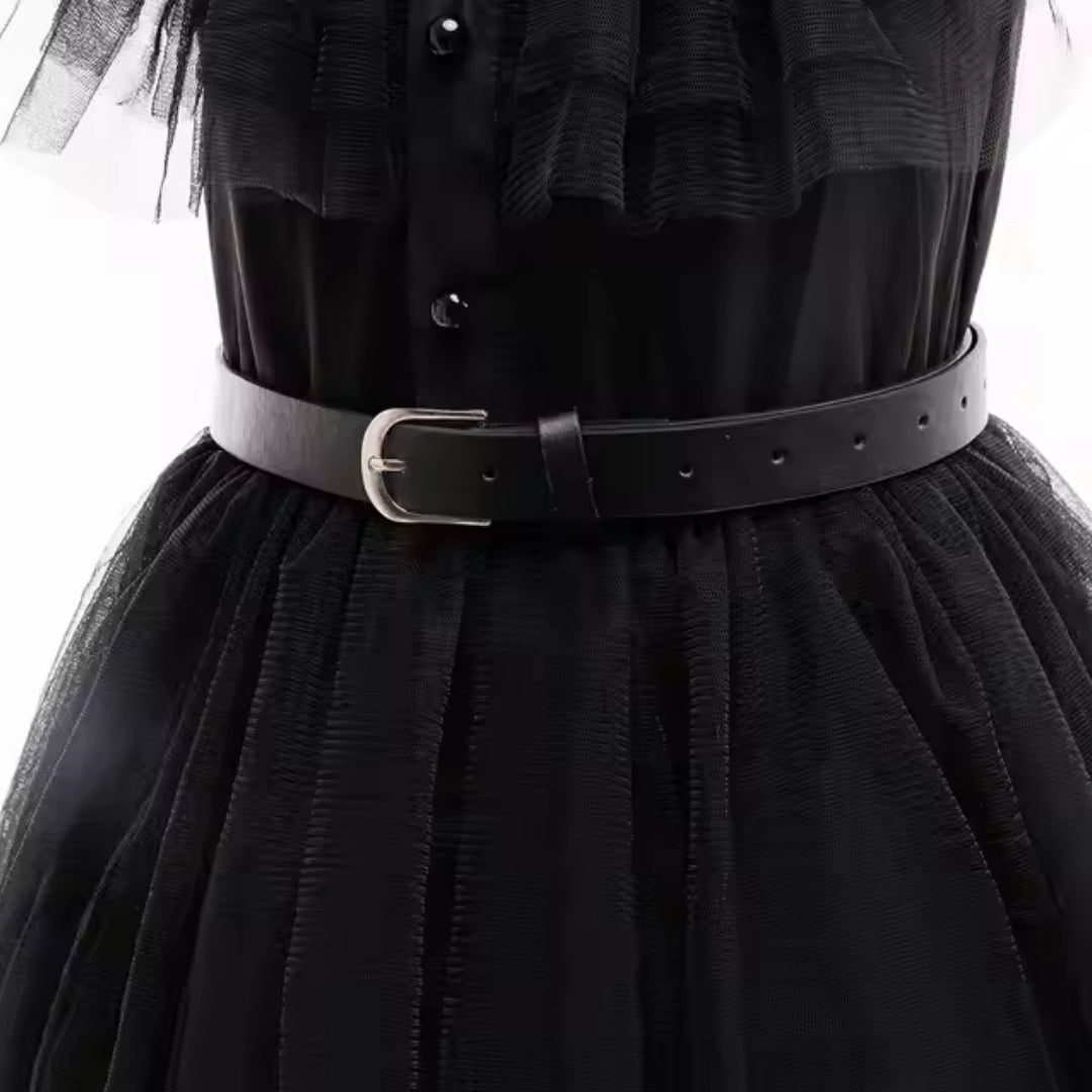 Gothic Halloween Feestjurk voor Kinderen met Pofmouwen Klassieke Kraag Lange Rok Mysterieuze Verkleedkleding | Sansoti