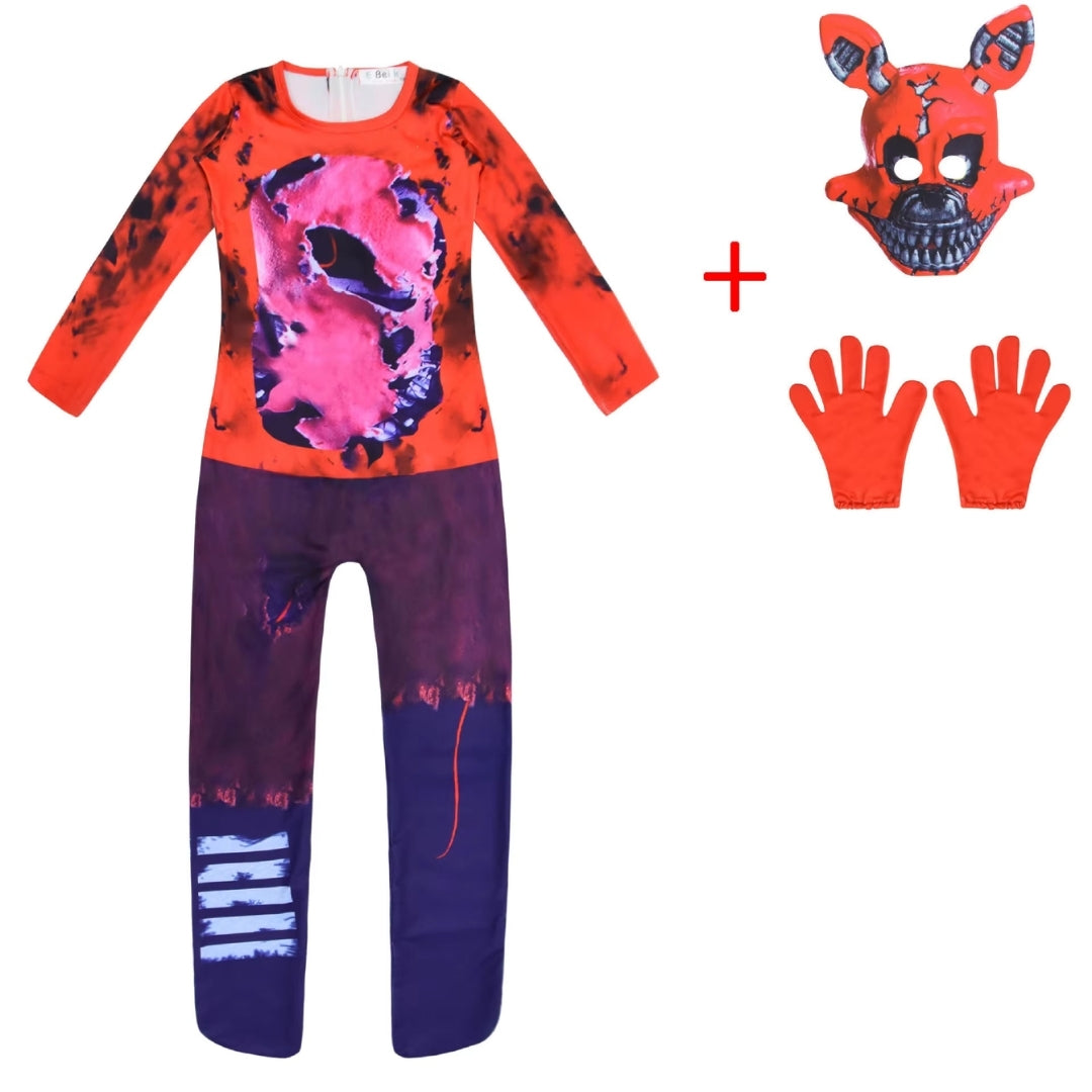 Griezelkostuum Animatronickonijn voor Kinderen met Masker Handschoenen Halloween Speelgoedverkleedset | Sansoti
