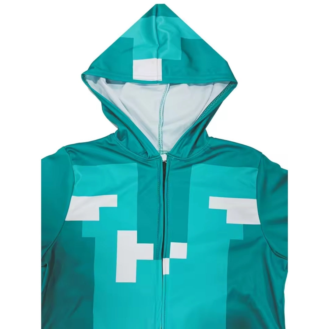 Pixel Jumpsuit for Children Cosplay Outfit Unisex Polyester Costume Halloween Carnival Party | Sansoti