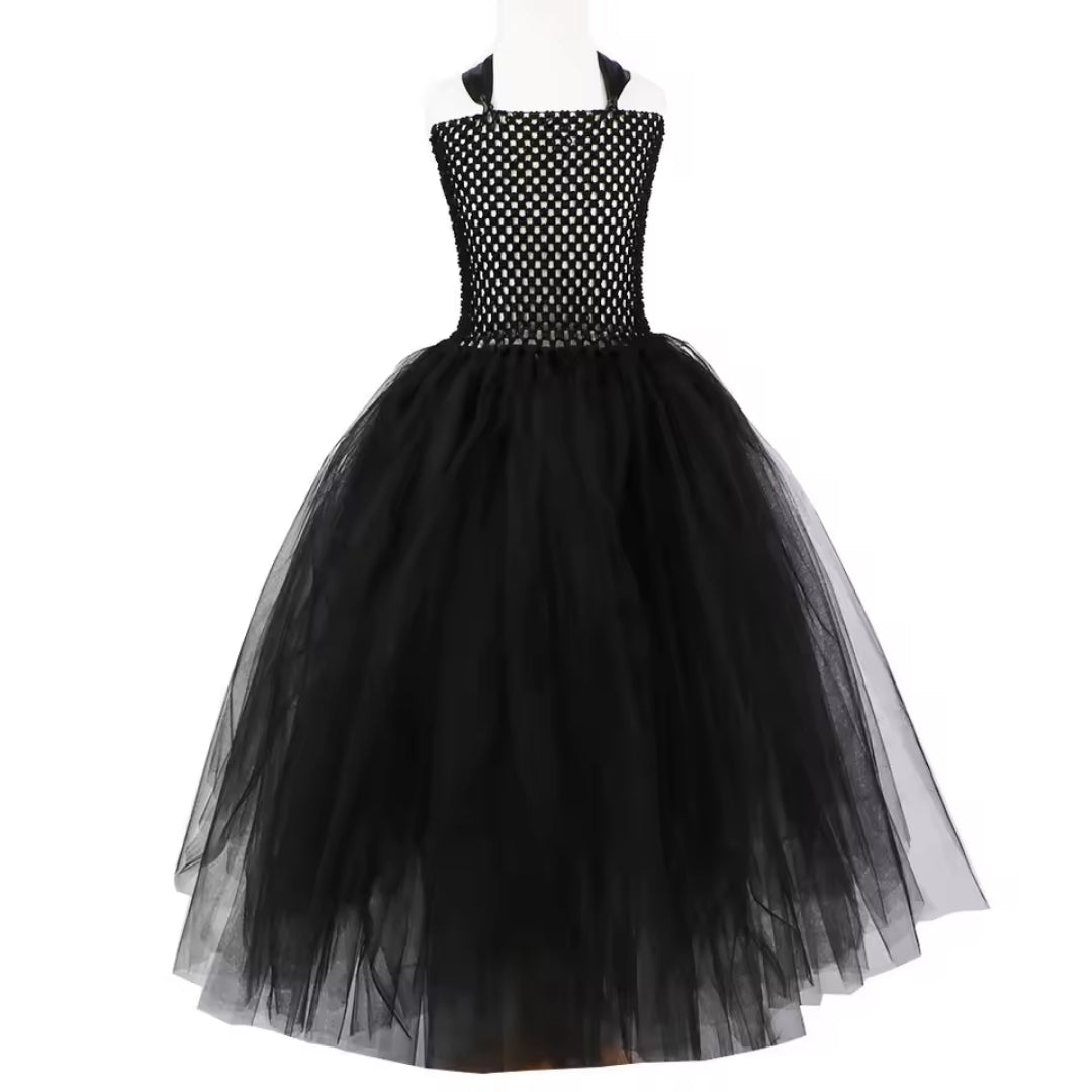Gothic Prinsessenjurk Meisjes Tutu Zwart Enkellang Kostuum Verkleedjurk Carnaval Feest Halloween Verjaardag | Sansoti