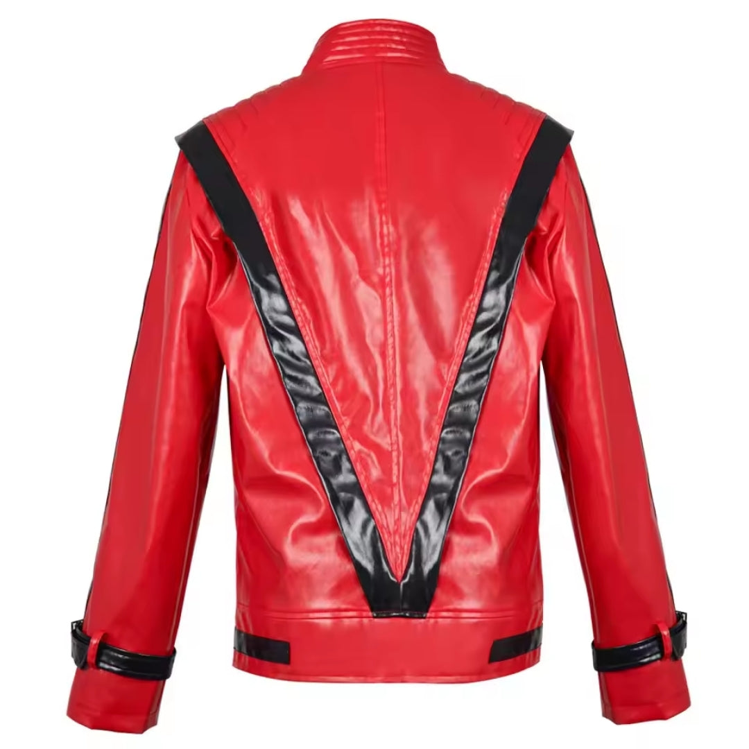 Iconische Thriller-jas voor Cosplay Verkleedfeesten Halloween - Lederlook Polyester - Rood Wit - Retro Stijl | Sansoti