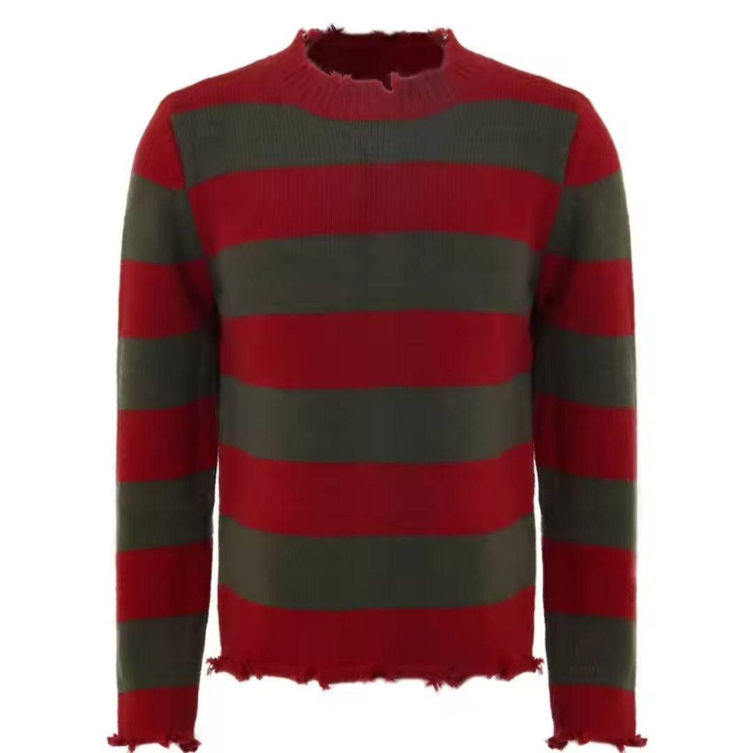 Horror-Pullover mit Hut Halloween-Kostüm Gestreift Erwachsene Unisex Gruselige Verkleidung Cosplay-Outfit | Sansoti