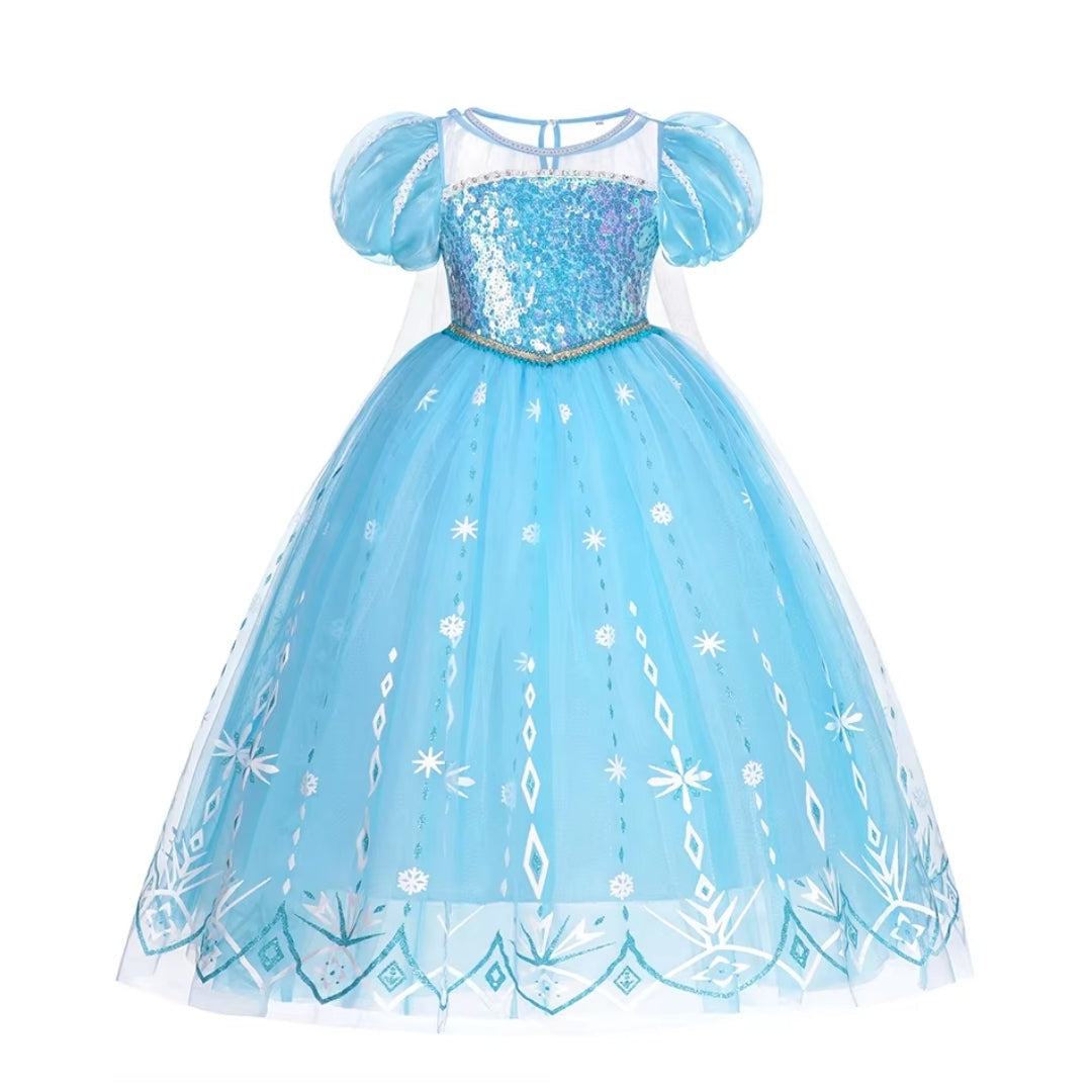 Sneeuwprinses Verkleedjurk Meisjes IJskoningin Blauw Katoenmix Feestkleding Carnaval Halloween Kostuum | Sansoti