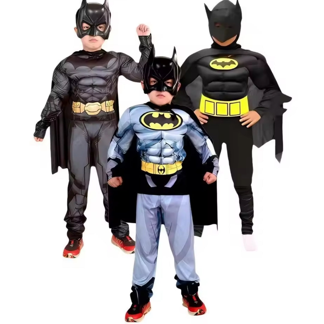 Superheldenkostüm für Kinder mit Umhang und Maske, schwarz-blaues Cosplay-Kostüm für Halloween | Sansoti