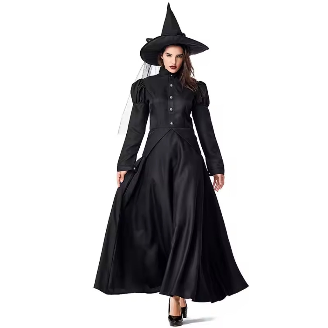Heksenjurk Zwart Lang voor Halloween Verkleedfeest Cosplay Dames Kinderen Feestelijke Kostuum Outfit | Sansoti