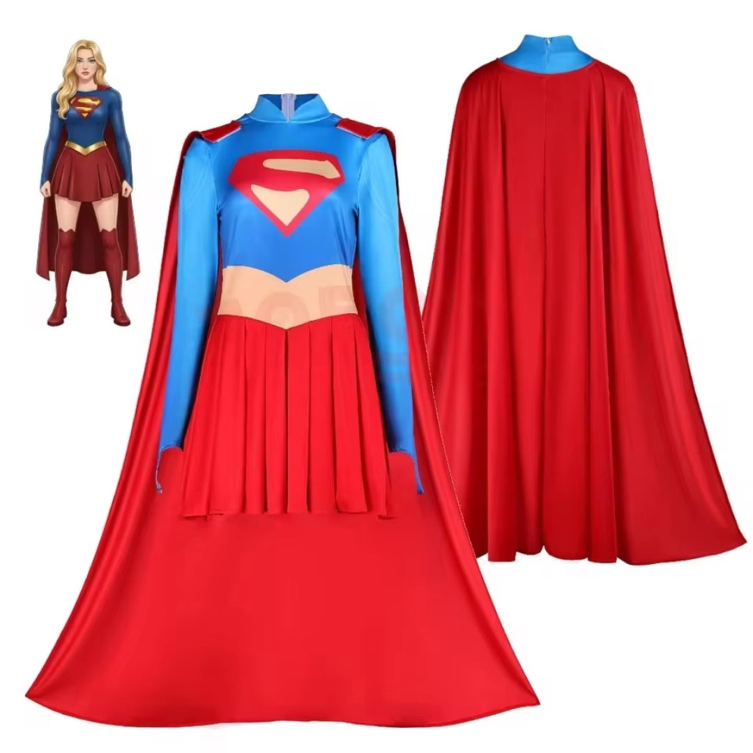 Superheldin Jumpsuit met Cape – Uniseks Verkleedkostuum voor Volwassenen – Feestoutfit Carnaval Themafeest | Sansoti