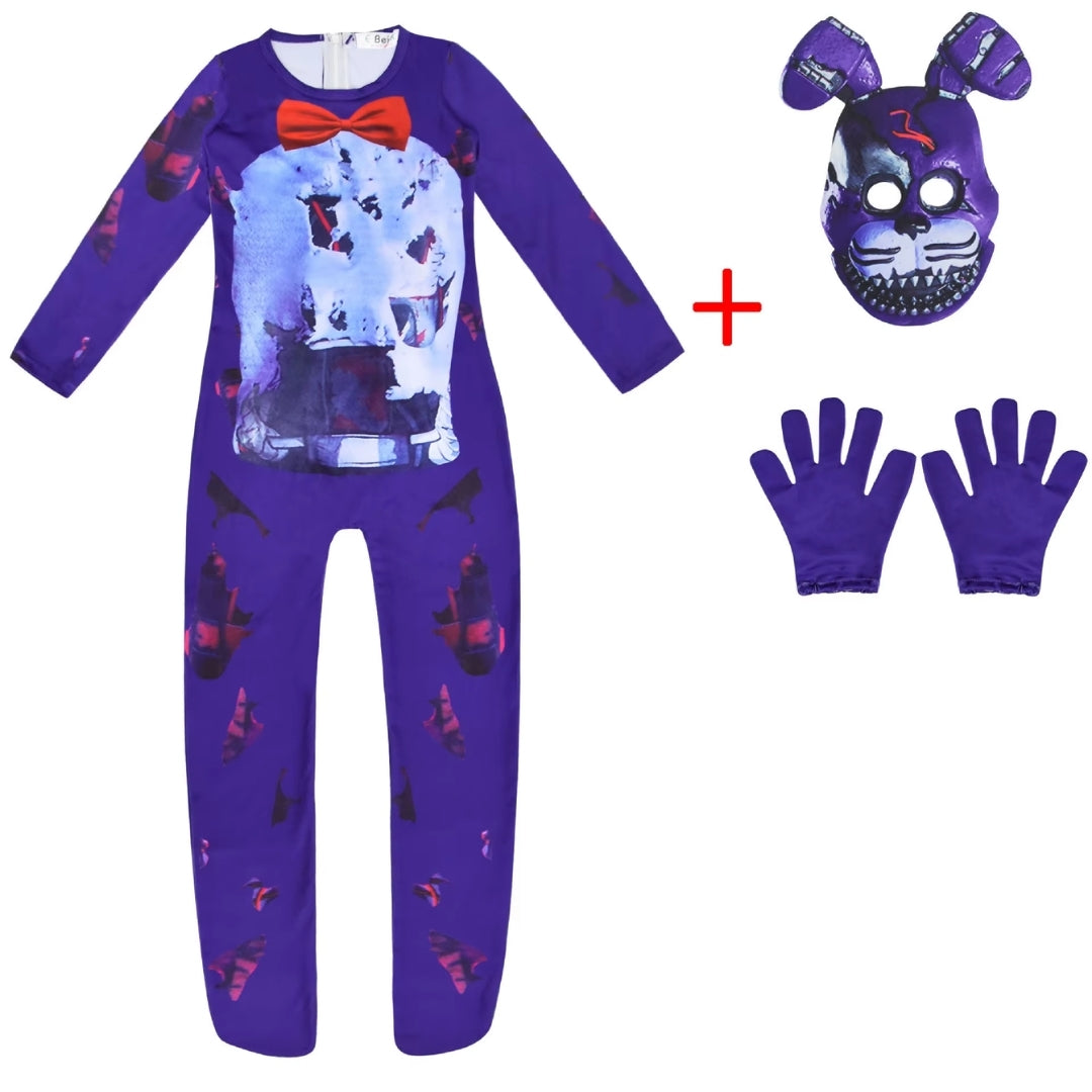 Griezelkostuum Animatronickonijn voor Kinderen met Masker Handschoenen Halloween Speelgoedverkleedset | Sansoti