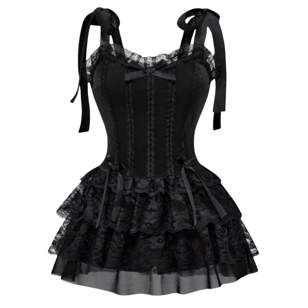 Gothic Korsetjurk met Kanten Details Gelaagde Rok voor Halloween Feesten Cosplay Evenementen Victoriaans | Sansoti