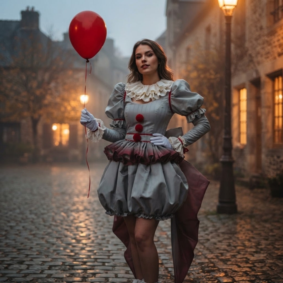 Horror Clown Kostuum Dames Tweedelig Pennywise Carnaval Halloween Verkleedoutfit Cosplay Feest Outfit | Sansoti