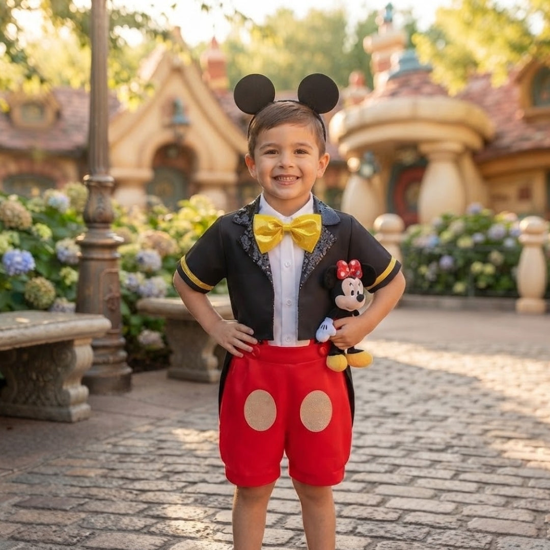 Three-Piece Mouse Costume for Children - Polyester Dress-Up Set with Tail 1-7 Years Halloween Party Carnival | Sansoti