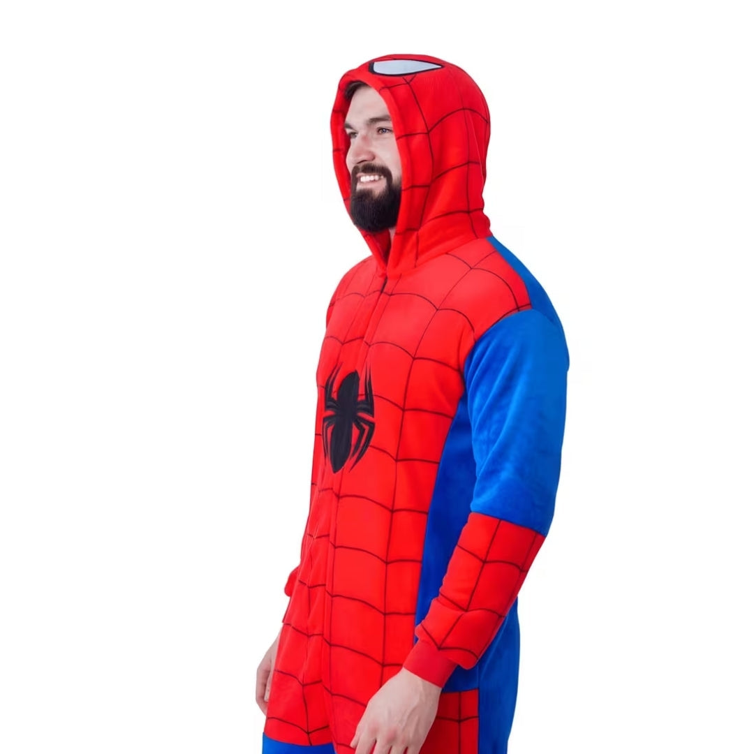 Superhelden Onesie met Capuchon voor Volwassenen – Pluche Kostuum Themafeest Cosplay Verkleedkleding Carnaval | Sansoti