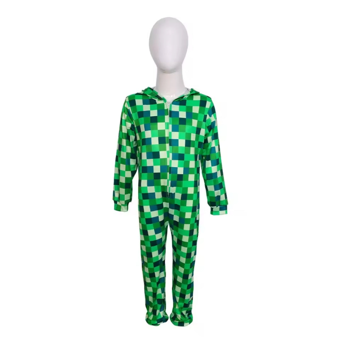 Kinderkostuum Pixelmonster Jumpsuit LED Capuchon Verkleedkleding Feest Halloween Carnaval Jongen Meisje | Sansoti
