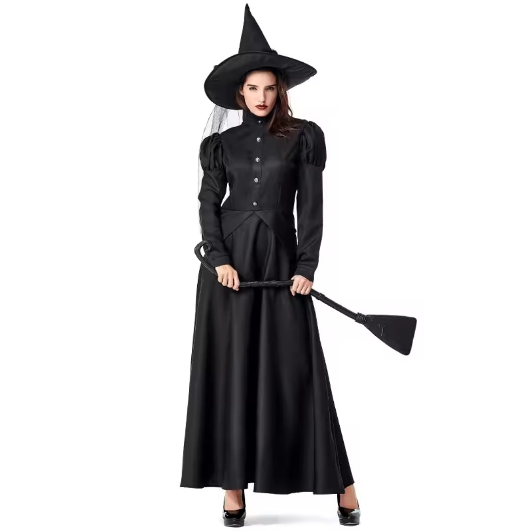 Heksenjurk Zwart Lang voor Halloween Verkleedfeest Cosplay Dames Kinderen Feestelijke Kostuum Outfit | Sansoti