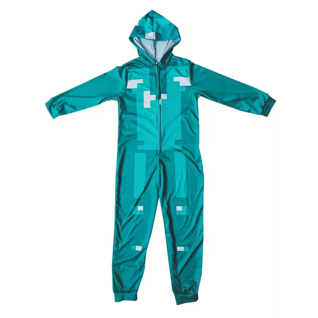 Pixel Jumpsuit for Children Cosplay Outfit Unisex Polyester Costume Halloween Carnival Party | Sansoti