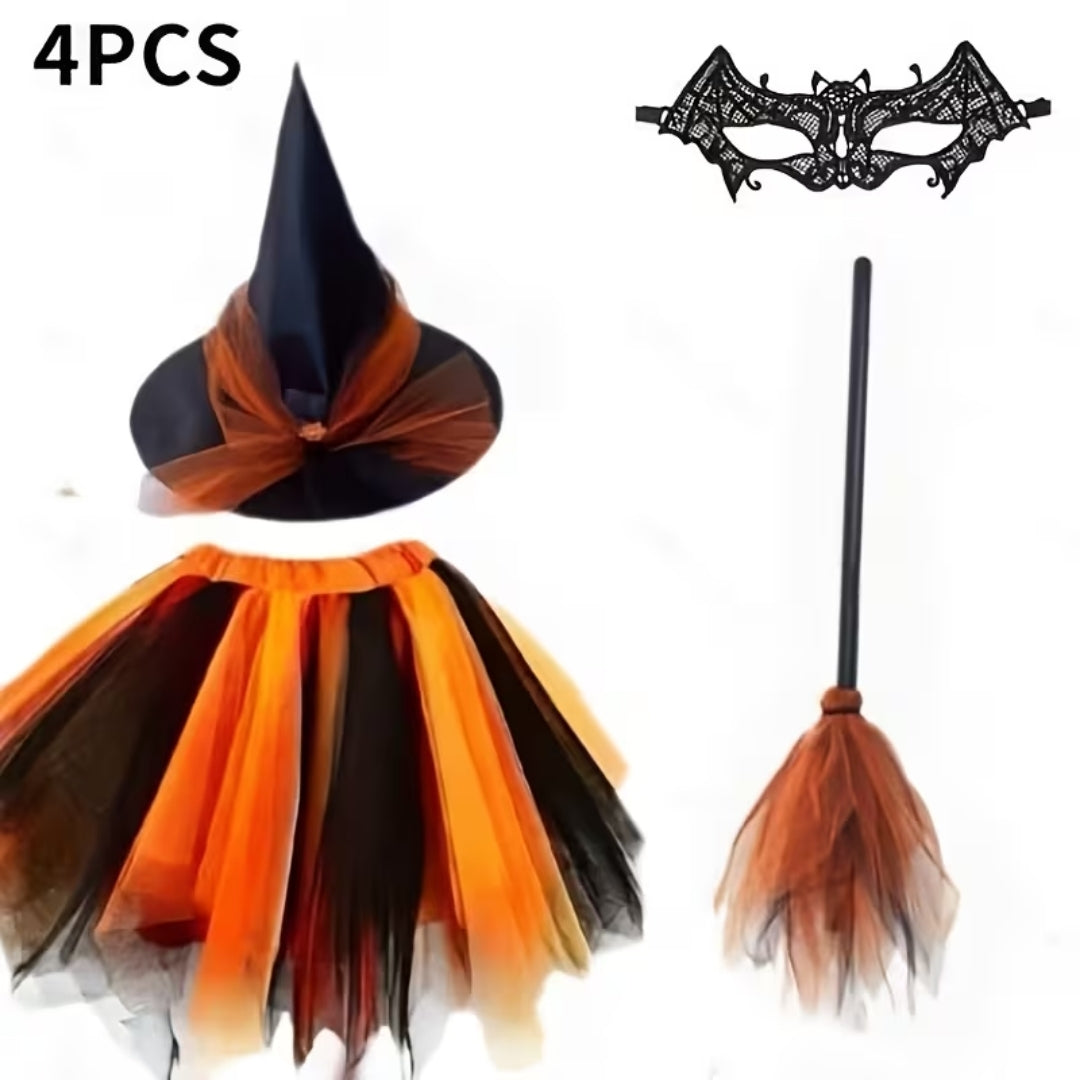 Heksenkostuum met Hoed en Bezem voor Volwassenen – Feestelijke Verkleedkleding Halloween Party Outfit | Sansoti
