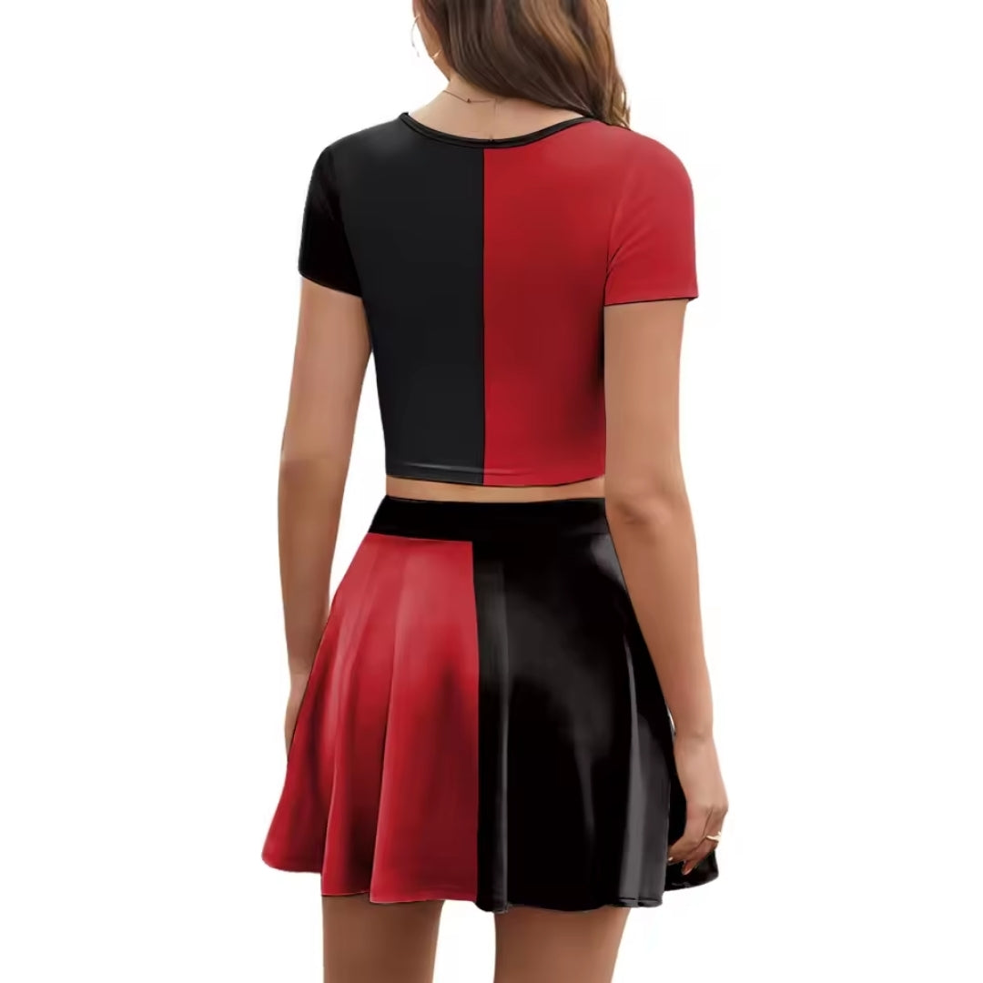 Two-piece Women's Clown Costume Knitted Fabric 3D Print Polyester Elastane Carnival Cosplay Party Fancy Dress | Sansoti