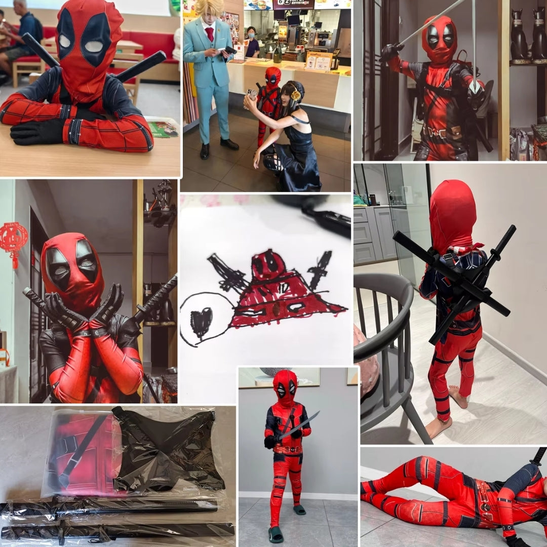 Superhero Dress-Up Costume for Children with Swords, Unisex Jumpsuit, Halloween Carnival Cosplay Party Costume | Sansoti