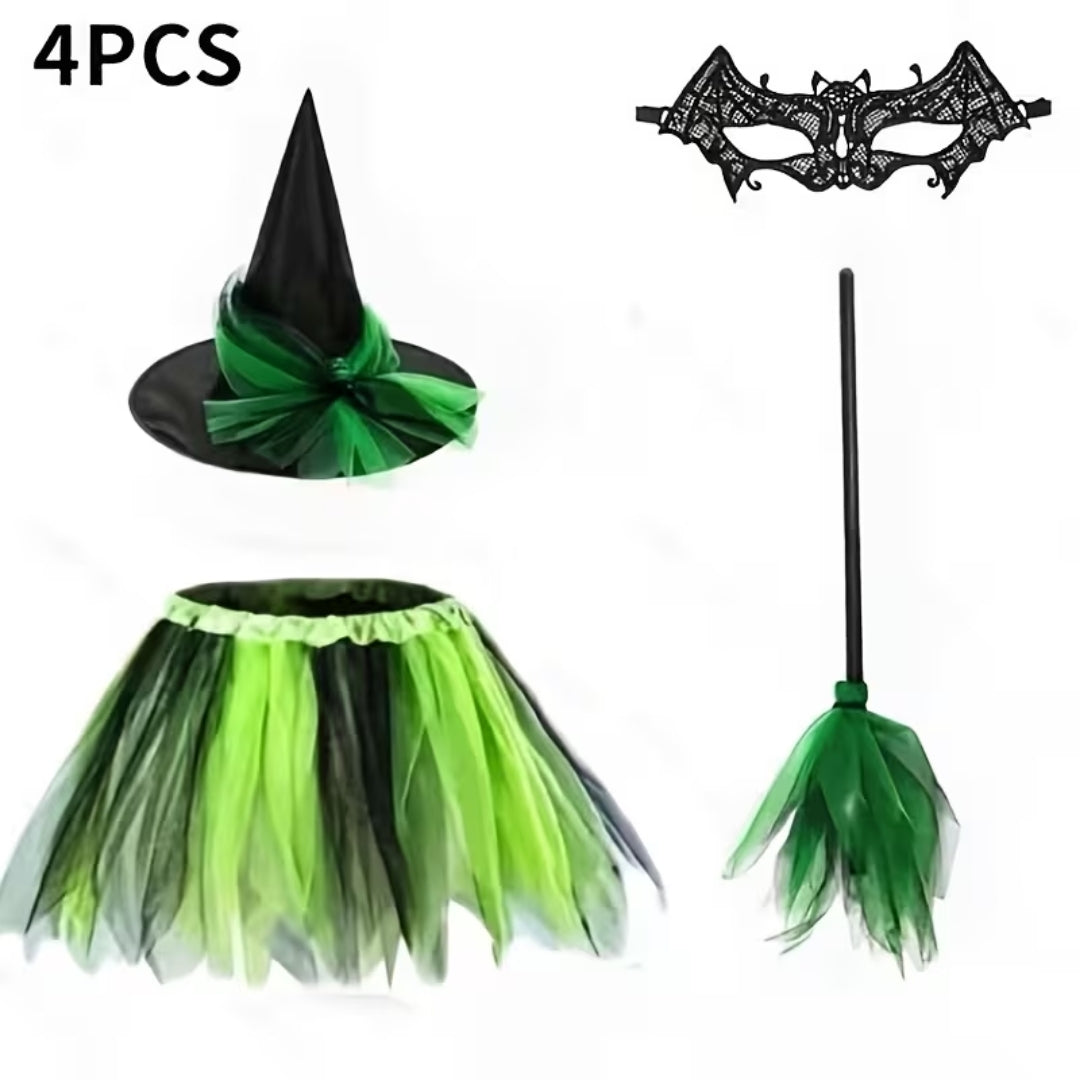 Heksenkostuum met Hoed en Bezem voor Volwassenen – Feestelijke Verkleedkleding Halloween Party Outfit | Sansoti